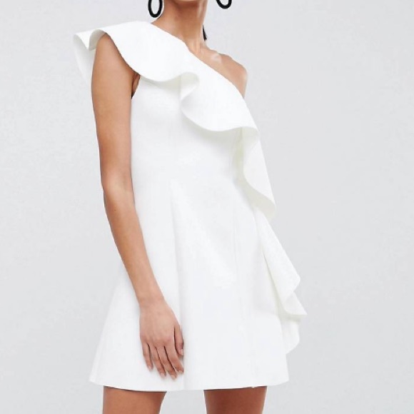 asos white frill dress